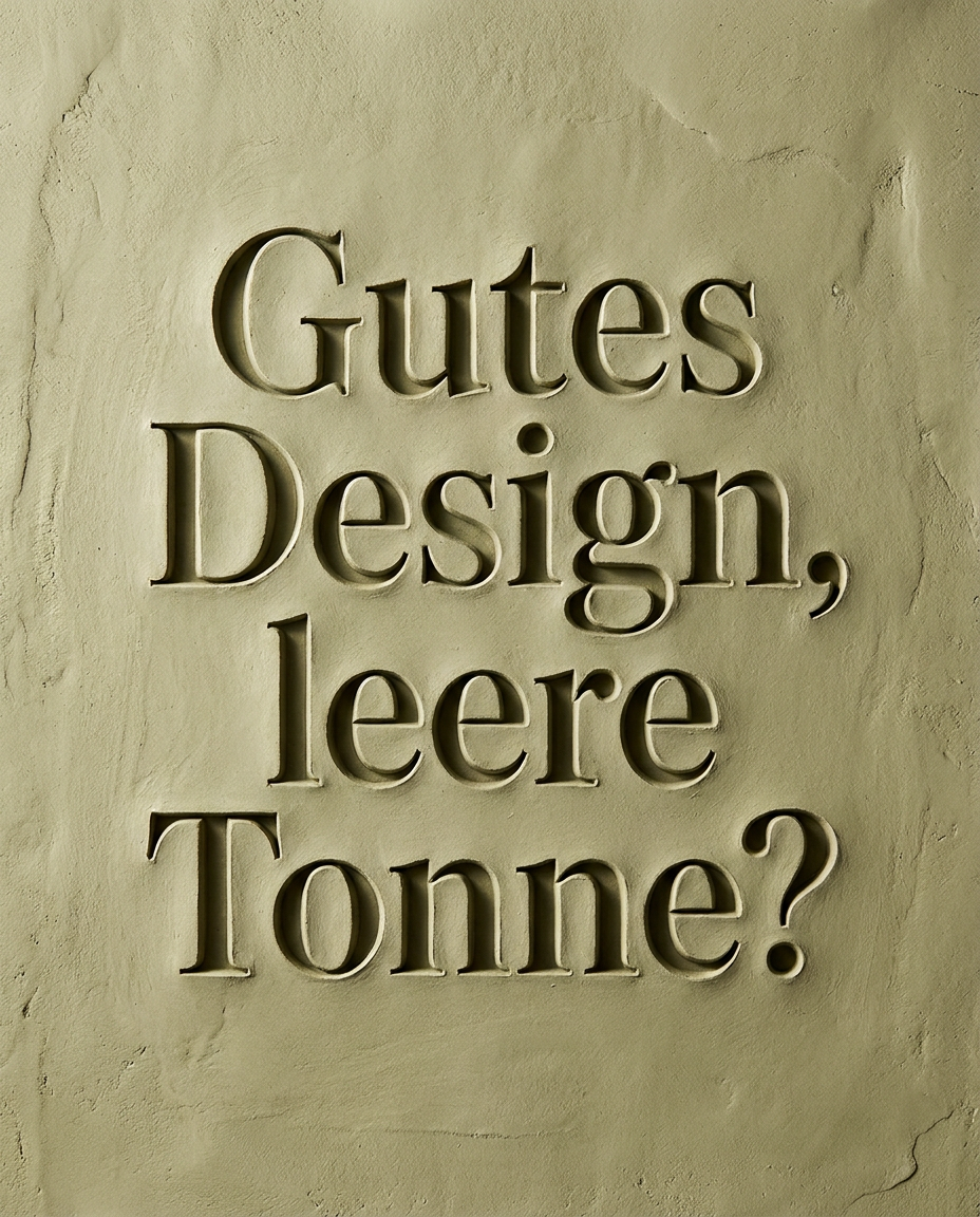 Stylisches Produkt in Form eines Abfallbehälters, der kaum Müll enthält. Nachhaltigkeit und Markendesign.