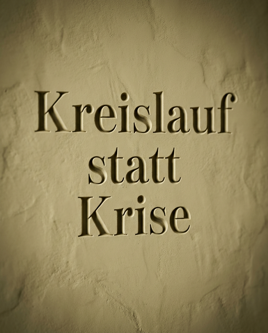 Kreislaufwirtschaft: Abfall wird Ressource. Grüne Blätter formen einen Kreis, symbolisieren nachhaltige Nutzung.