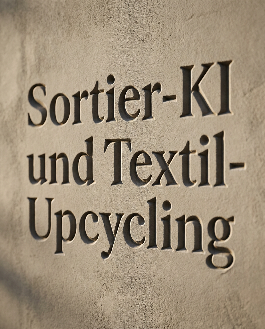 KI sortiert bunte Altkleider auf Förderband, um sie dem Textil-Upcycling und Kreislauf zuzuführen.